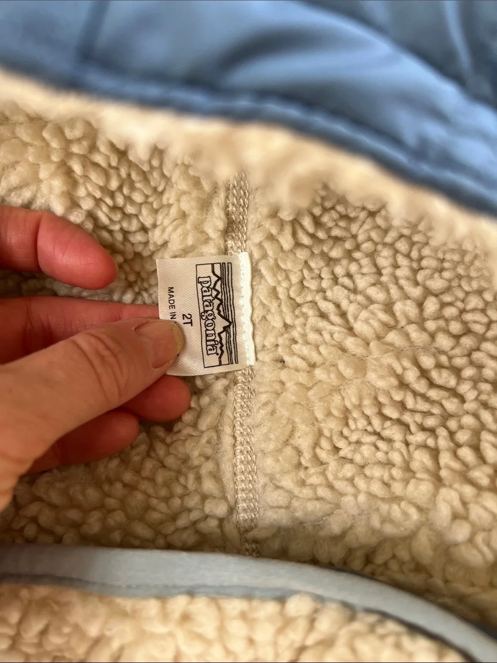 Patagonia | Reversible Blue and Light Blue Kids Puffer Sherpa Jacket